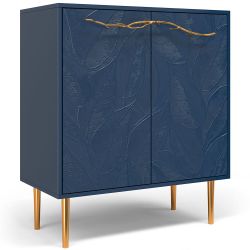 Комод Арт Колор leaves Стайл Голд с 2 полками Королевский синий