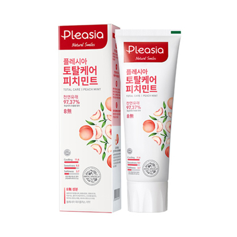 Зубная паста с персиком и мятой Pleasia Total Care Mint Toothpaste, 100 g