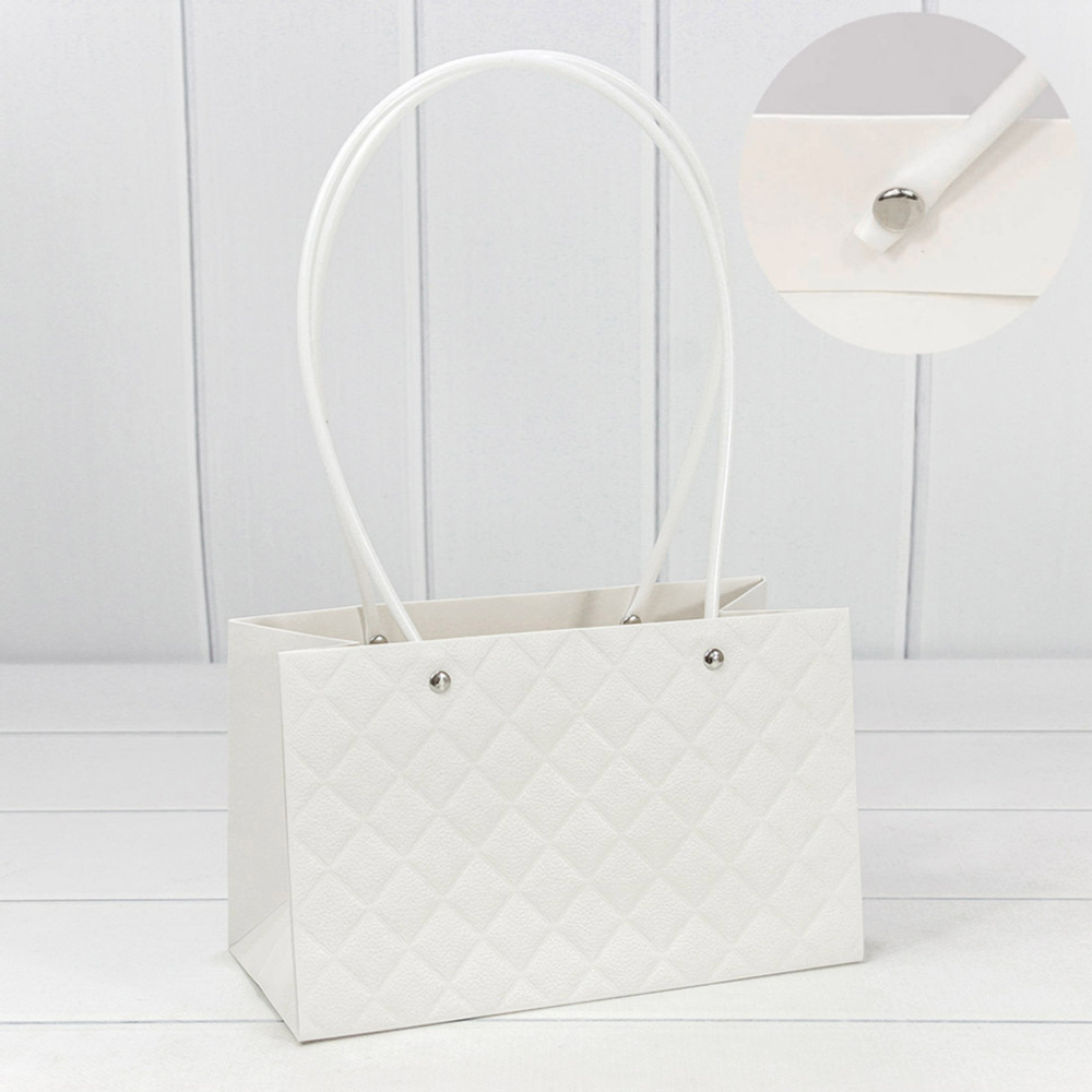 Пакет подарочный 22х13.5х10.5см Ваза для цветов "Ромбы" (Белый)
