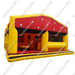 Коммерческий надувной батут "Сказочный комплекс" с крышей, желто-красный 12*8*4,8 м