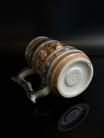 Кружка пивная керамическая с резным декором, надпись Херсон, люстр, винтаж