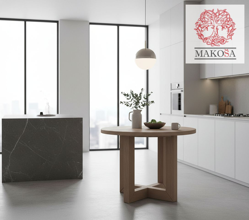 Стол обеденный, 120х120х75, Нордик, кухонный, круглый, из массива сосны, коричневый, Dipriz