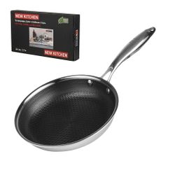 Сковорода 24/17,5 см h5 см New Kitchen Honeycombs нерж. с антиприг. покр. ИНДУКЦИЯ P.L.