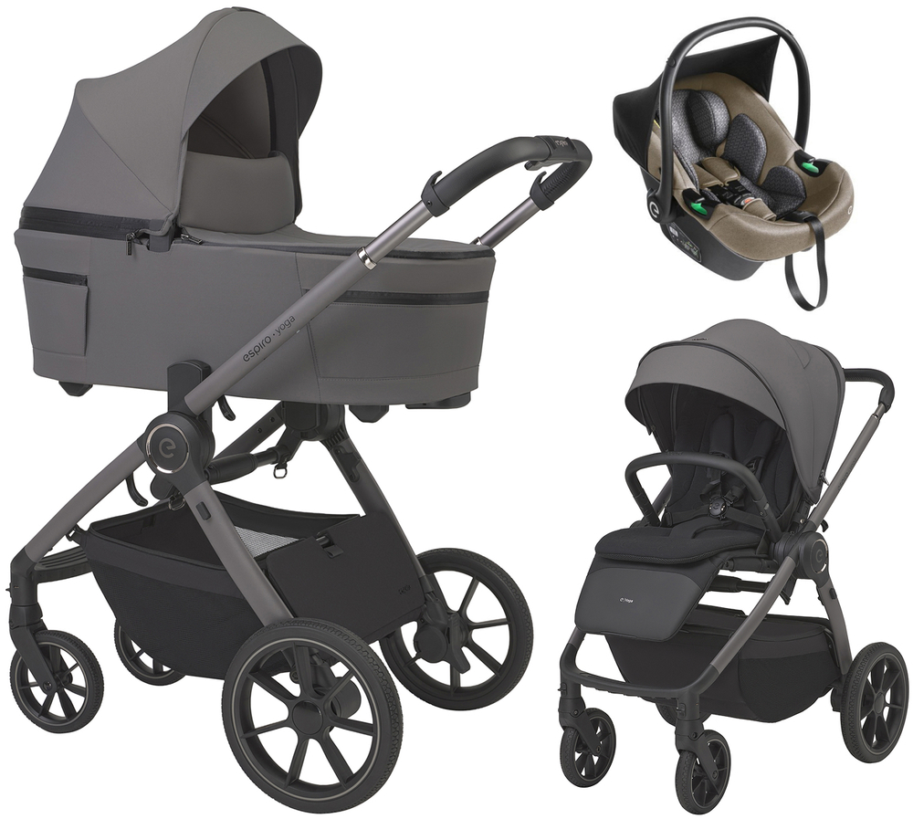 Детская коляска 3 в 1 Espiro Yoga 2026 и автокресло Pi Beige 217 gray zen