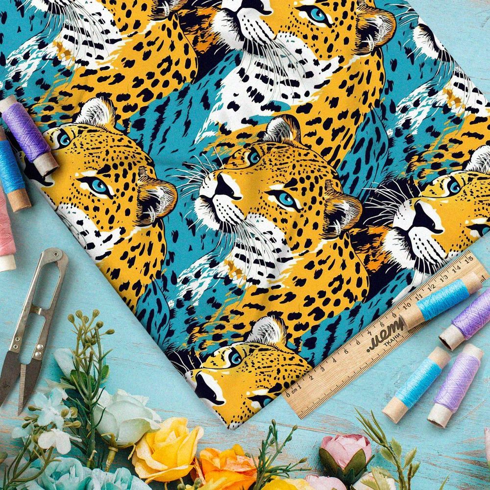 Ткань премиум бифлекс крупные хищные кошки