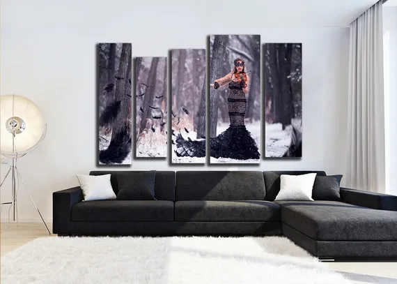 Модульная картина "Девушка и скрипка"