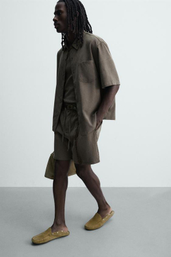 ZARA СТРУЯЩИЕСЯ ШОРТЫ RELAXED FIT, РОЗОВАТО-КОРИЧНЕВЫЙ