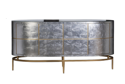 Комод округлый с дверцами 91x51x183см Garda Decor Futuro серебристый