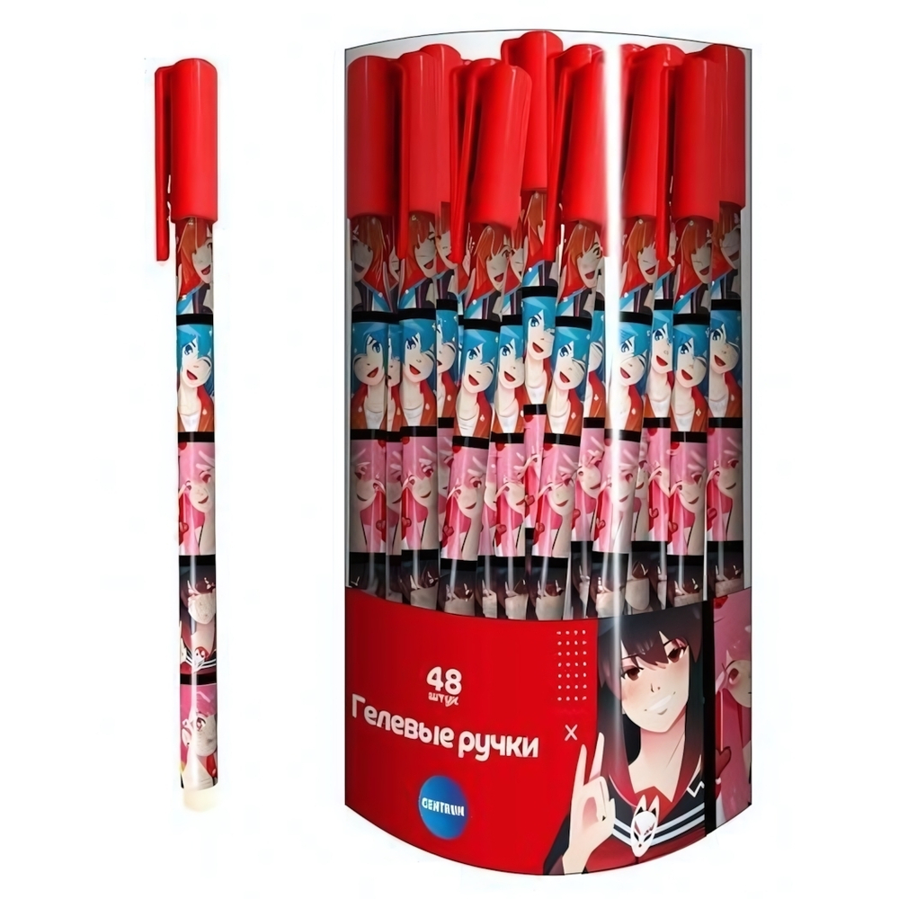 Ручка гелевая 0,5 мм, синяя "Аниме.Подружки" (Центрум)