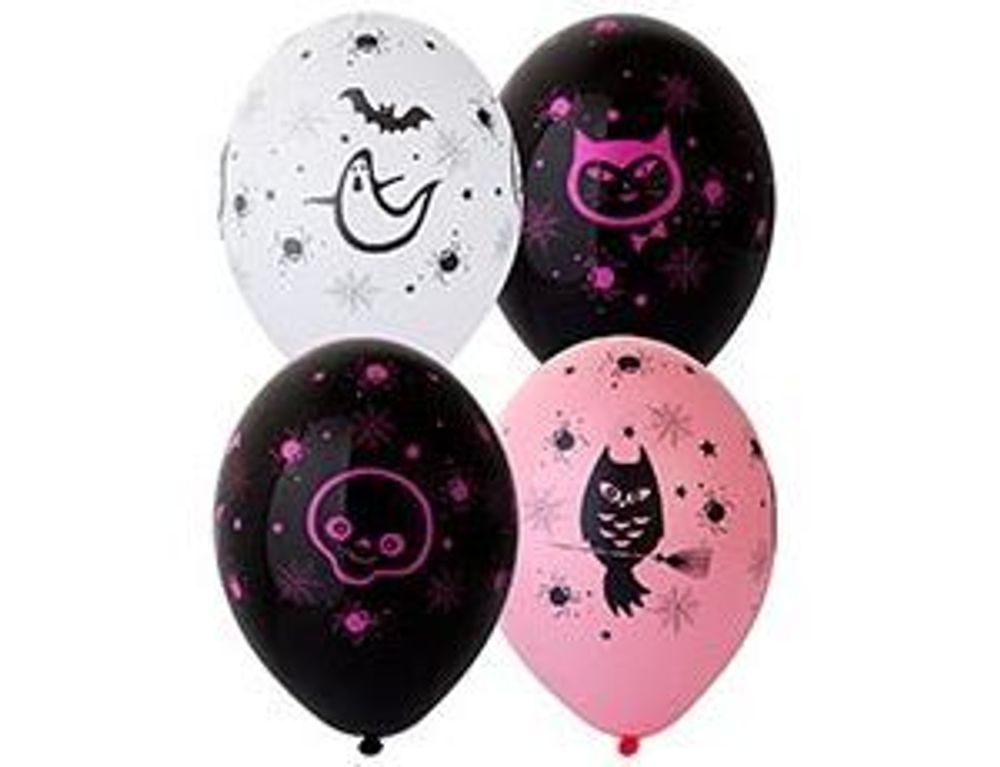 Шар (14"/36 см) Шелкография пастель Хеллоуин гламур 25 шт.