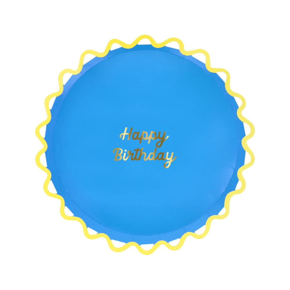 Тарелки маленькие с волнистым краем "С Днем Рождения" [Happy Birthday] 8 шт. (21,6 см)