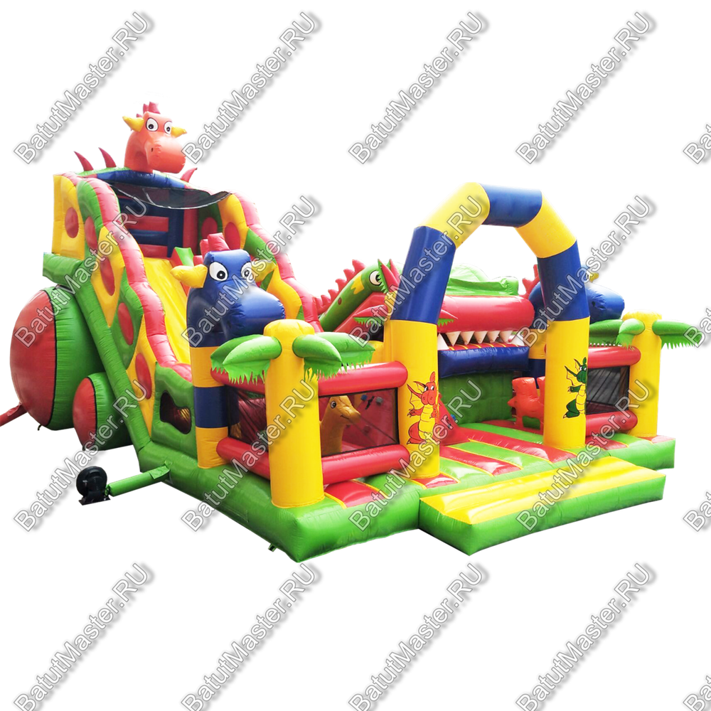 Большая надувная горка "Три дракона" 11*8*8 м