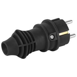 Вилка ЭРА VX13-B-IP44 каучуковая c заземлением 16А IP44 прямая черная