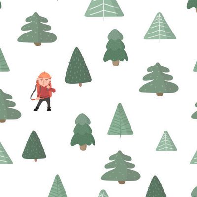 лес с пожарным