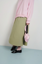 Юбка-трапеция из плотного хлопка оливкового цвета