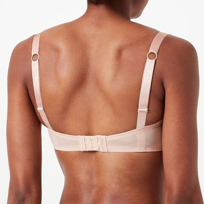 Бюстгальтер с гладкими формованными чашками и кружевом (Размер: 75F) (Цвет: нежно-розовый)