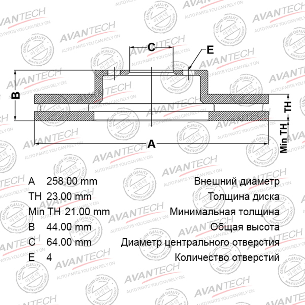 Диск тормозной AVANTECH BR2006S