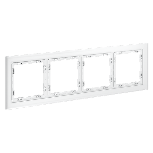 Рамка стеклянная VOLTUM S70 на 4 поста, (белый,матовый,стекло)