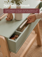 Стол письменный, 94х64х75, Чек, компьютерный, с ящиками, зеленый, Dipriz