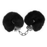 Черные меховые наручники Love с ключиками (Цвет: черный)