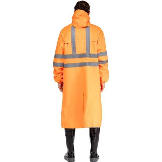 Плащ сигнальный влагозащитный Waterproof Line Extra-Vision WPL ПВХ на молнии оранжевый с СОП
