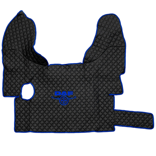 Ковры Daf XF-105 с 2006 года (механика) (экокожа, черный, синий кант, синяя вышивка)