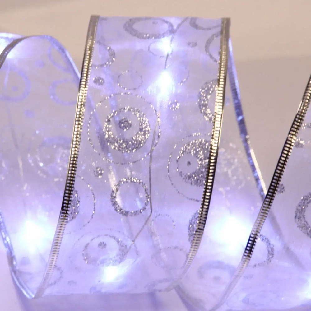 Гирлянда для дома ЛЕНТА ДЕКОРАТИВНАЯ «Морозные узоры» 2,0 м, 6 см (на батарейках), Серебро (подсветка белый)