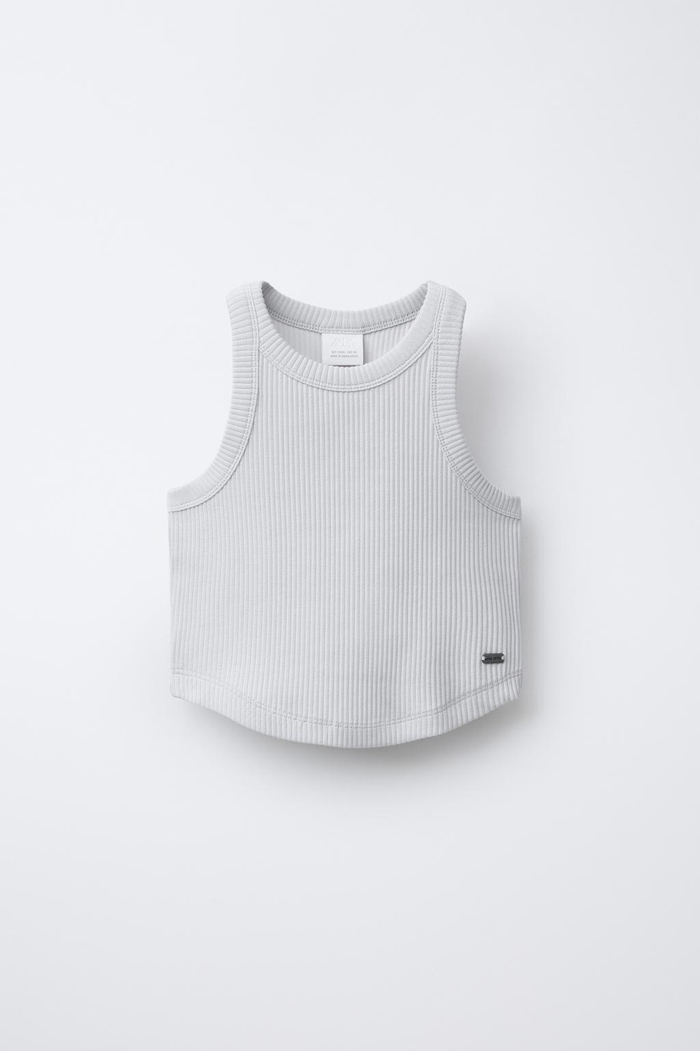 ZARA ТОП В РУБЧИК СО СПИНОЙ-БОРЦОВКОЙ, СЕРЫЙ