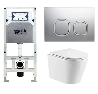 Унитаз с инсталляцией WeltWasser AMBERG 506 ST + SALZBACH 043 GL-WT + AMBERG RD-MT CR