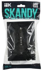 SKANDY Розетка 2-местная с заземлением с защитными шторками 16А в сборе SK-R07Bl черный IEK