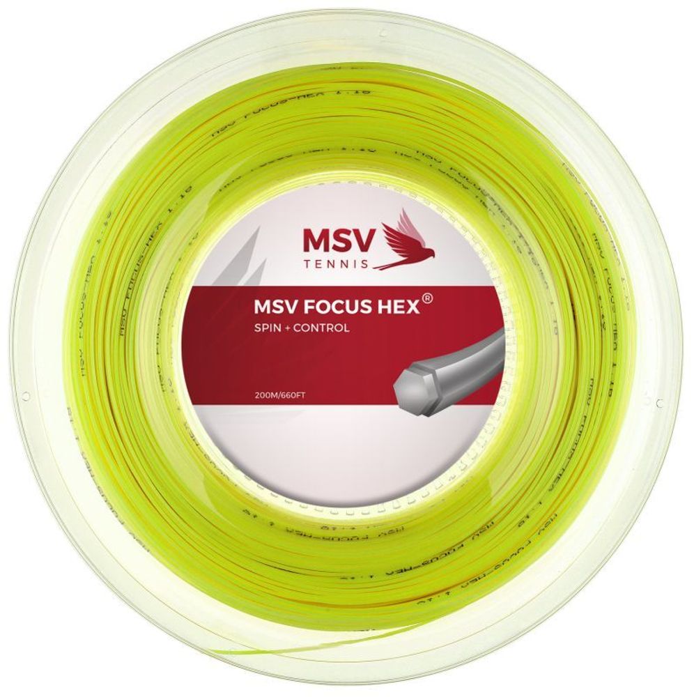 Струны теннисные MSV Focus Hex (200 m) - neon yellow