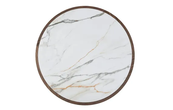 Журнальный столик Slide Ø80х40 см со сдвижной столешницей, белая керамика