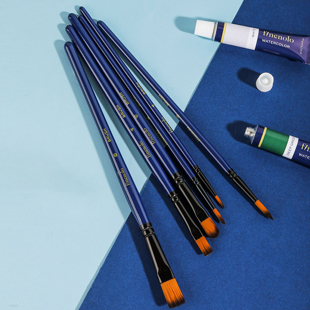 Набор кистей DELI "Finenolo", нейлон, 6 штук в уп.,  №4, 6, 8