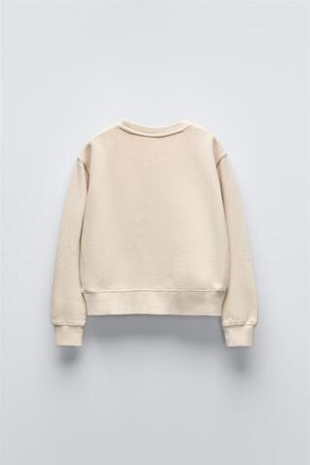 ZARA ТОЛСТОВКА «КОТ», ЭКРЮ