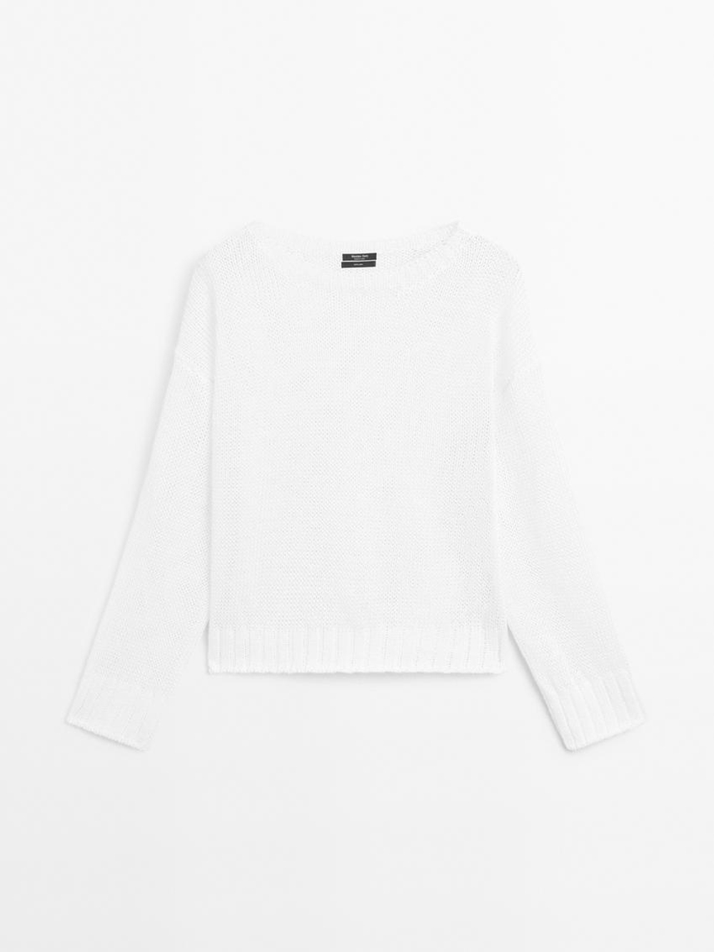 Massimo Dutti Свитер из 100% льна, белый