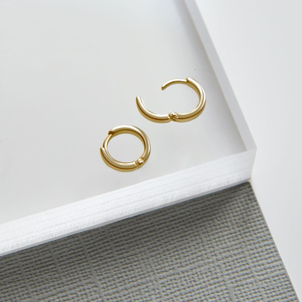 Серьги круглые Base 8 на 8, позолота