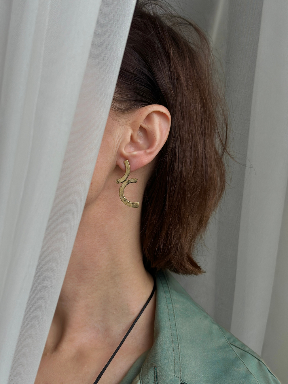 Серьги две дуги, бронза