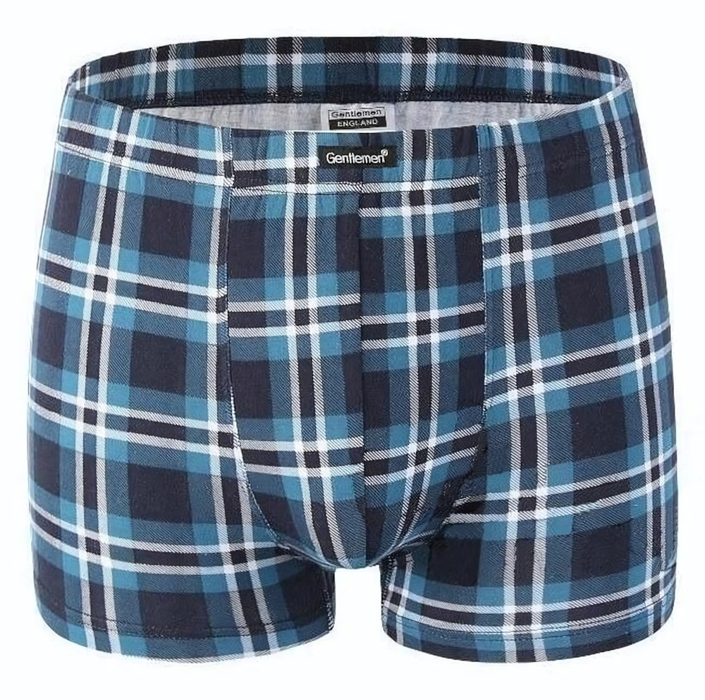 Удобные мужские клетчатые трусы-боксеры (Размер: 4X) (Цвет: синий с голубым)