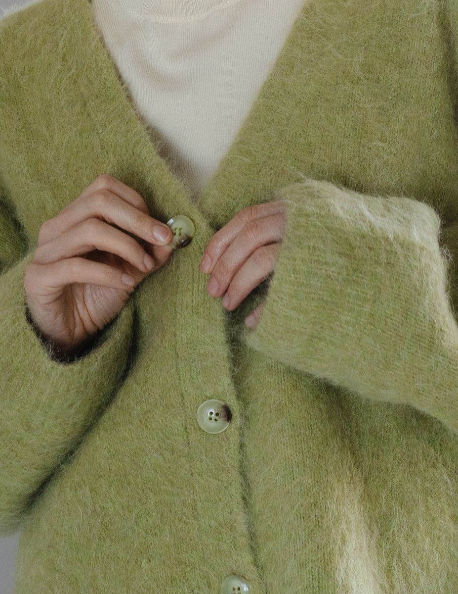 Кардиган альпака фисташковый