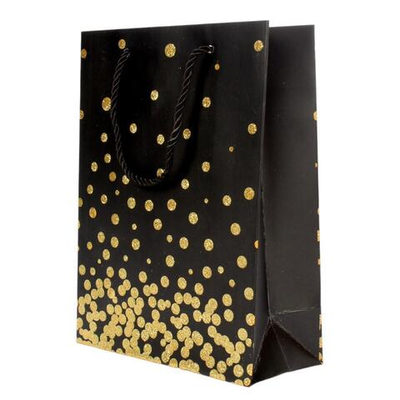 Пакет подарочный "Конфетти" 18*24*8,5см, ручки-шнурок, блестки, 4 цвета микс