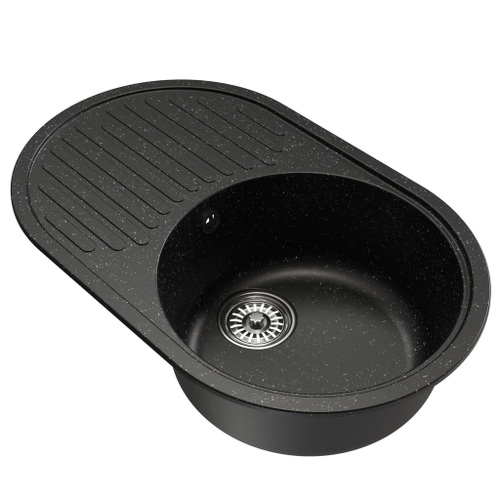 Мойка ML-GM16 КОМФОРТ овальная с крылом, черная (308), 730*460*180мм