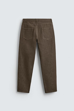 ZARA ХЛОПКОВЫЕ БРЮКИ REGULAR FIT, ТАБАЧНЫЙ
