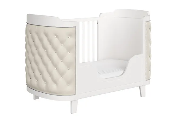 Кроватка-трансформер Elegance (белый/экокожа бежевая)