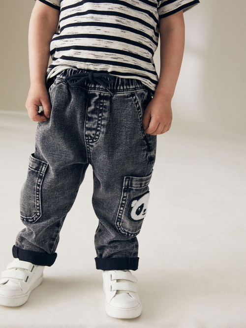 Джинсы карго для мальчика Next 610-316, Черный