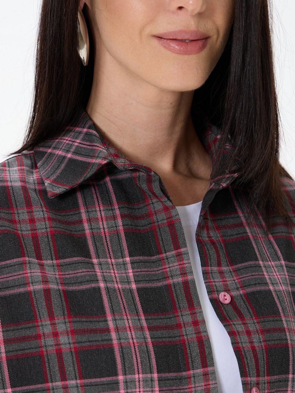 Рубашка Хельсинки удлиненная серая клетка