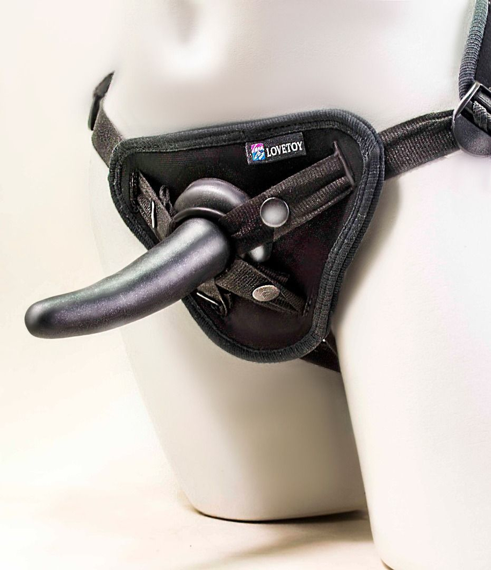 Страпон-унисекс с двумя насадками UNI strap 7" Harness - 19 и 12 см.