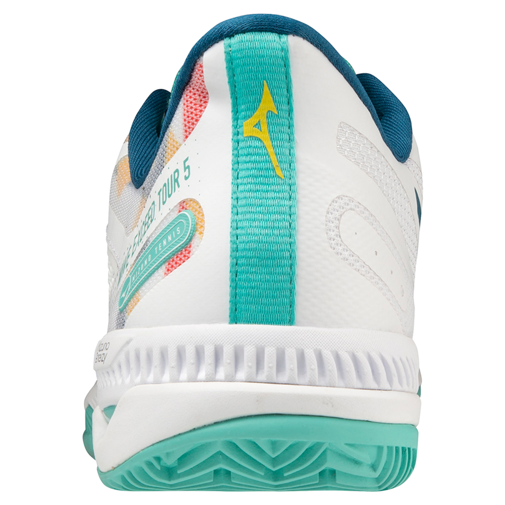 Женские Кроссовки теннисные Mizuno Wave Exceed Tour 5 CC - white/turquoise/moroccanblue