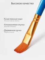 Набор кистей для рисования SATO GACHO синтетика (кисточки: круглая, плоская, лайнер) 10 шт., синие