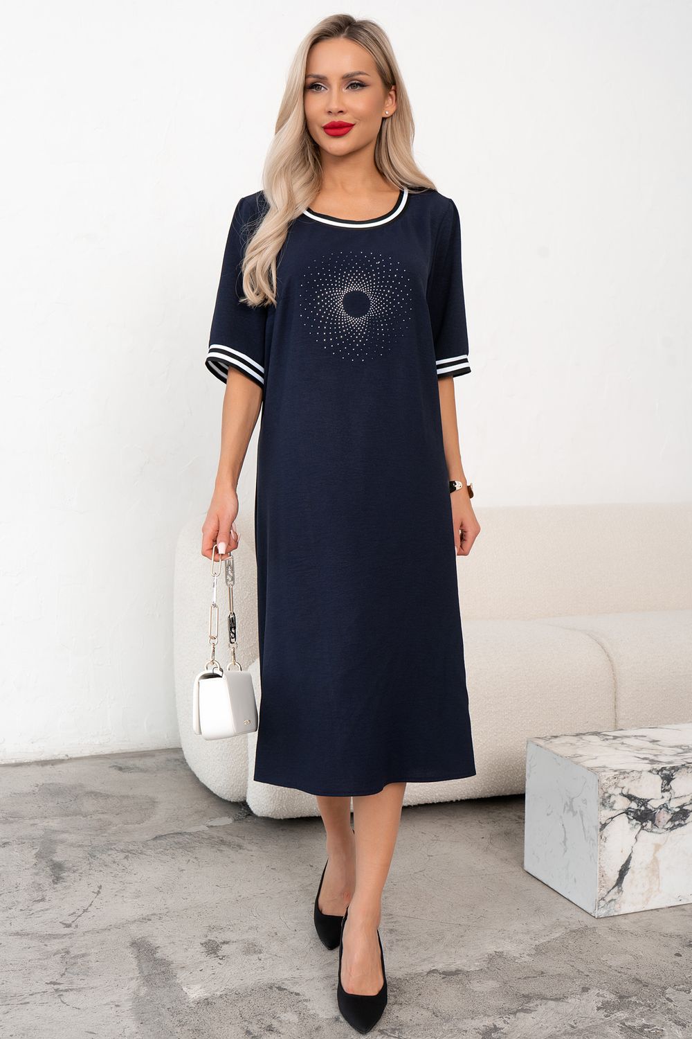 Платье Линда (синий)-52р-р Р11-1241 Nikol