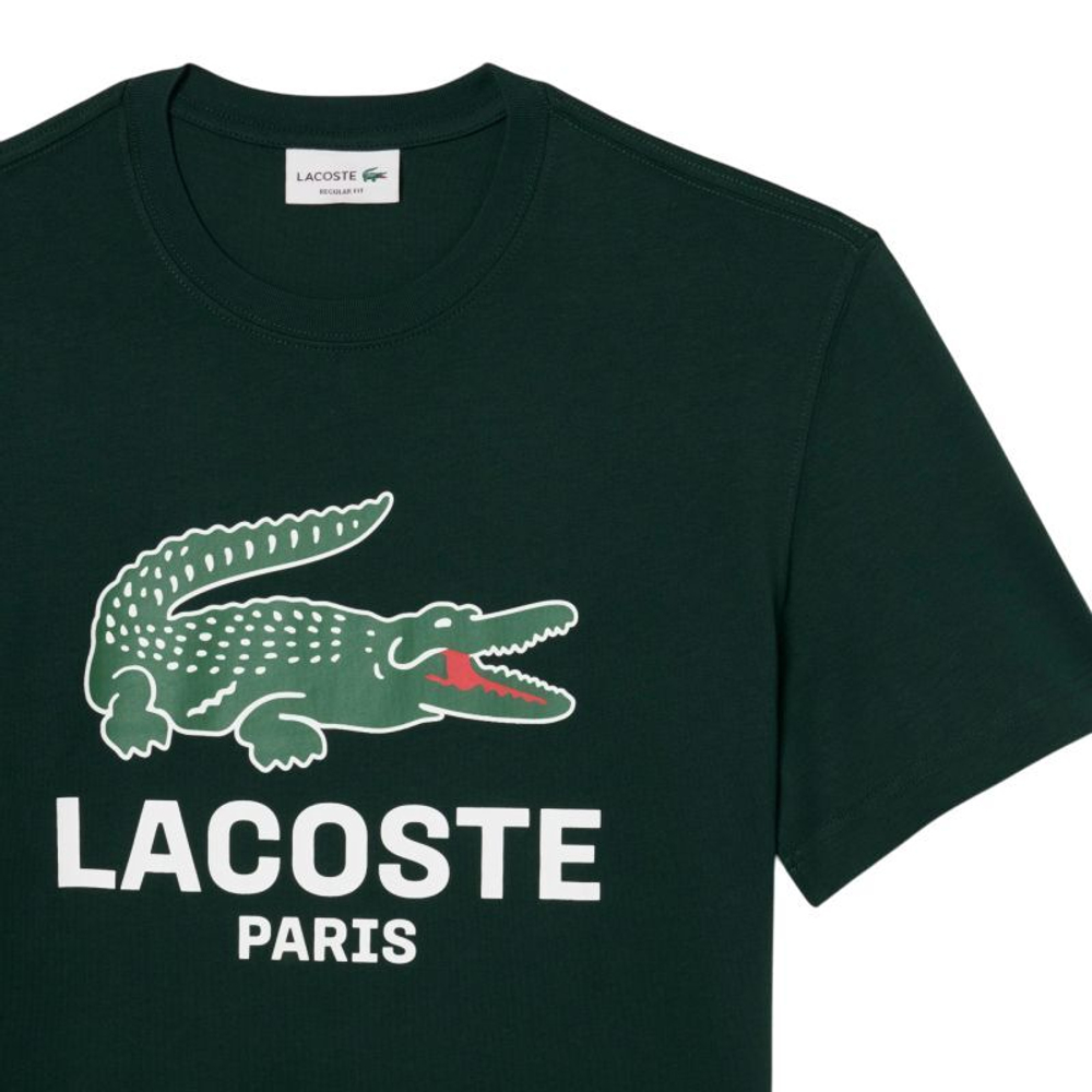 Мужская теннисная футболка Lacoste Printed Cotton - green